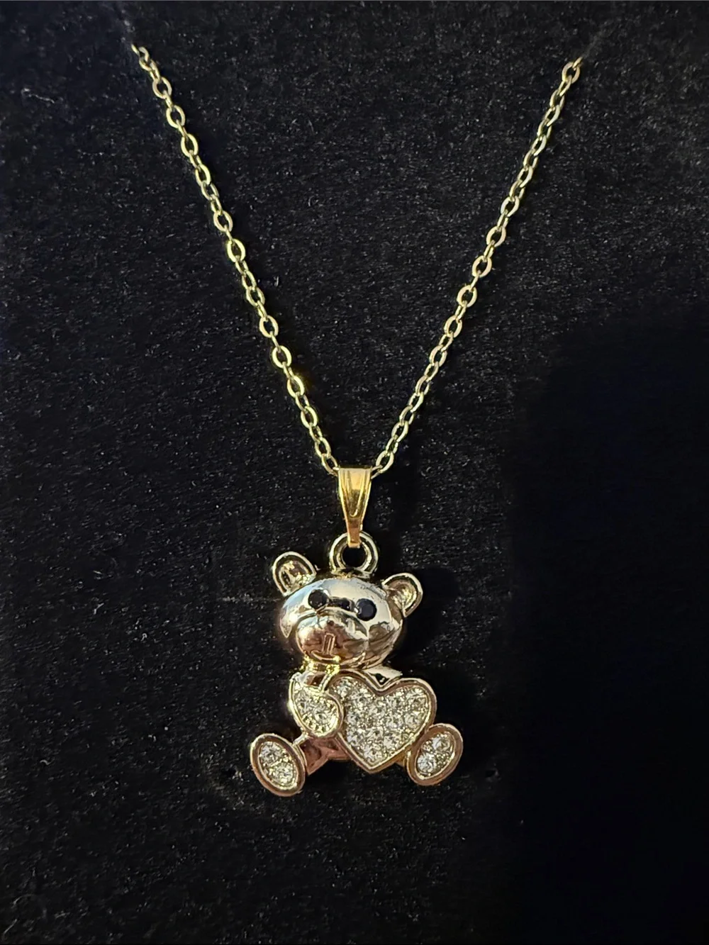 2Ct Round Cut Real Moissanite Teddy Bear Cartoon Pendant 14K Yellow Gold Plated